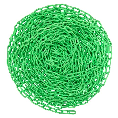 Miniatura 37 de Stockroom Plus Barrera de seguridad de cadena de plástico amarillo neón, rollo de 100 pies con eslabones de 1.5 pulgadas, rollo de cadena de neón