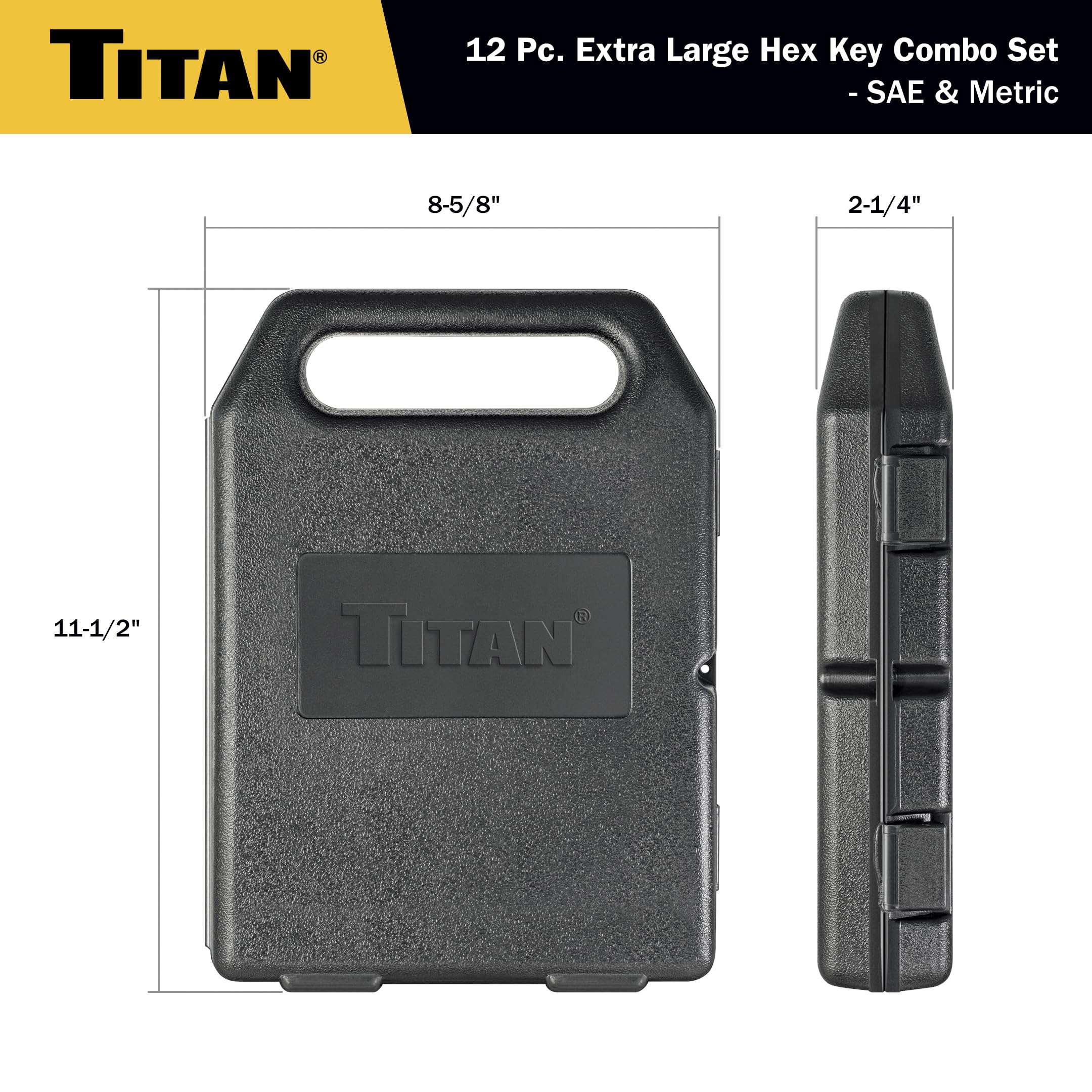 Titan 12775 Jeu de 12 clés hexagonales SAE et métriques Jumbo