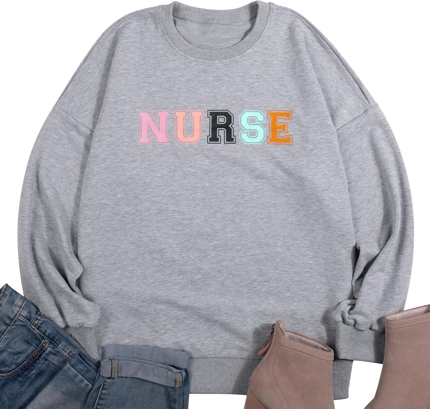 HEBBE Nurses Sweatshirts for Women Nursing Life Oversized Sweatshirt Nurse School Pullover Tops Registered Tee - Image 7