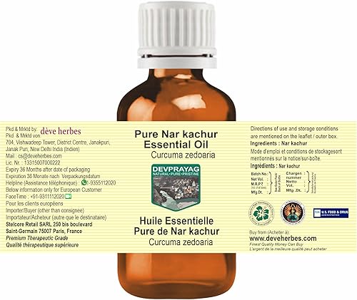 Miniatura 2 de Aceite esencial puro NAR Kachur (Curcuma zedoaria) destilado al vapor (paquete de tres) 3.4 fl oz x 3 (10 oz)