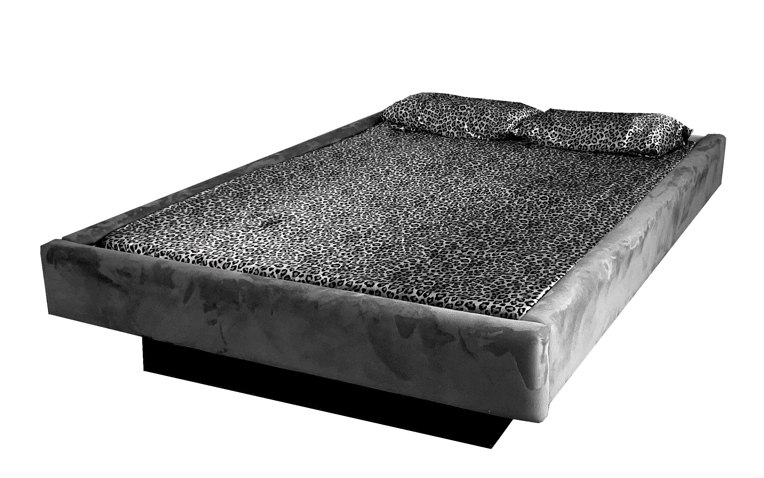 Strobel Organic Complete Fabric Padded Hardside Wood Frame Keene Waterbed with HS303 Waveless Mattress, Fabric Gray, King