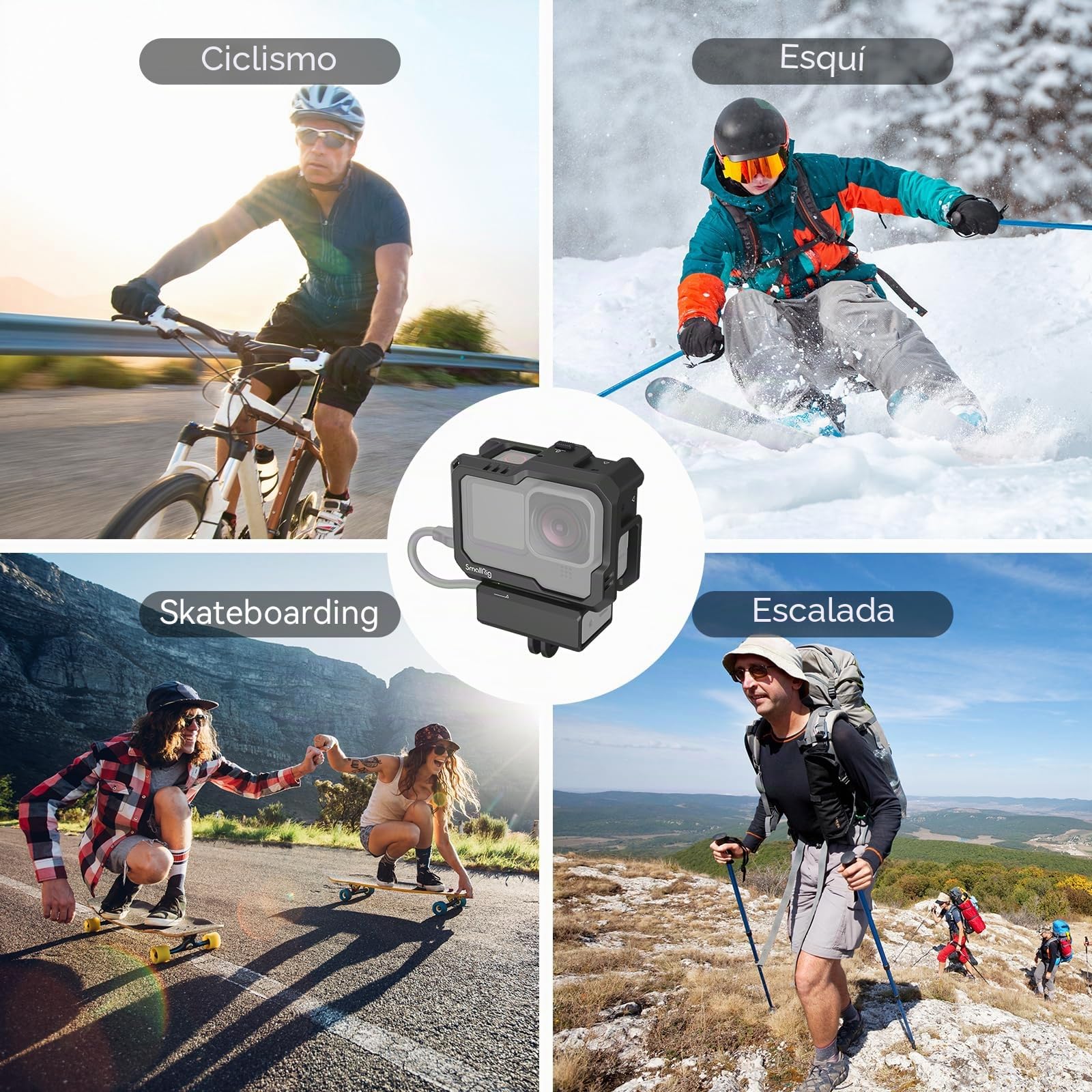 SMALLRIG Hero 13 / Hero 12 / Hero11 / Hero 10 / Hero 9 Jaula Negra para GoPro, con 2 Soportes de Cold Shoe para GoPro Light Mod y micrófono Común, luz de Video LED - 3083C