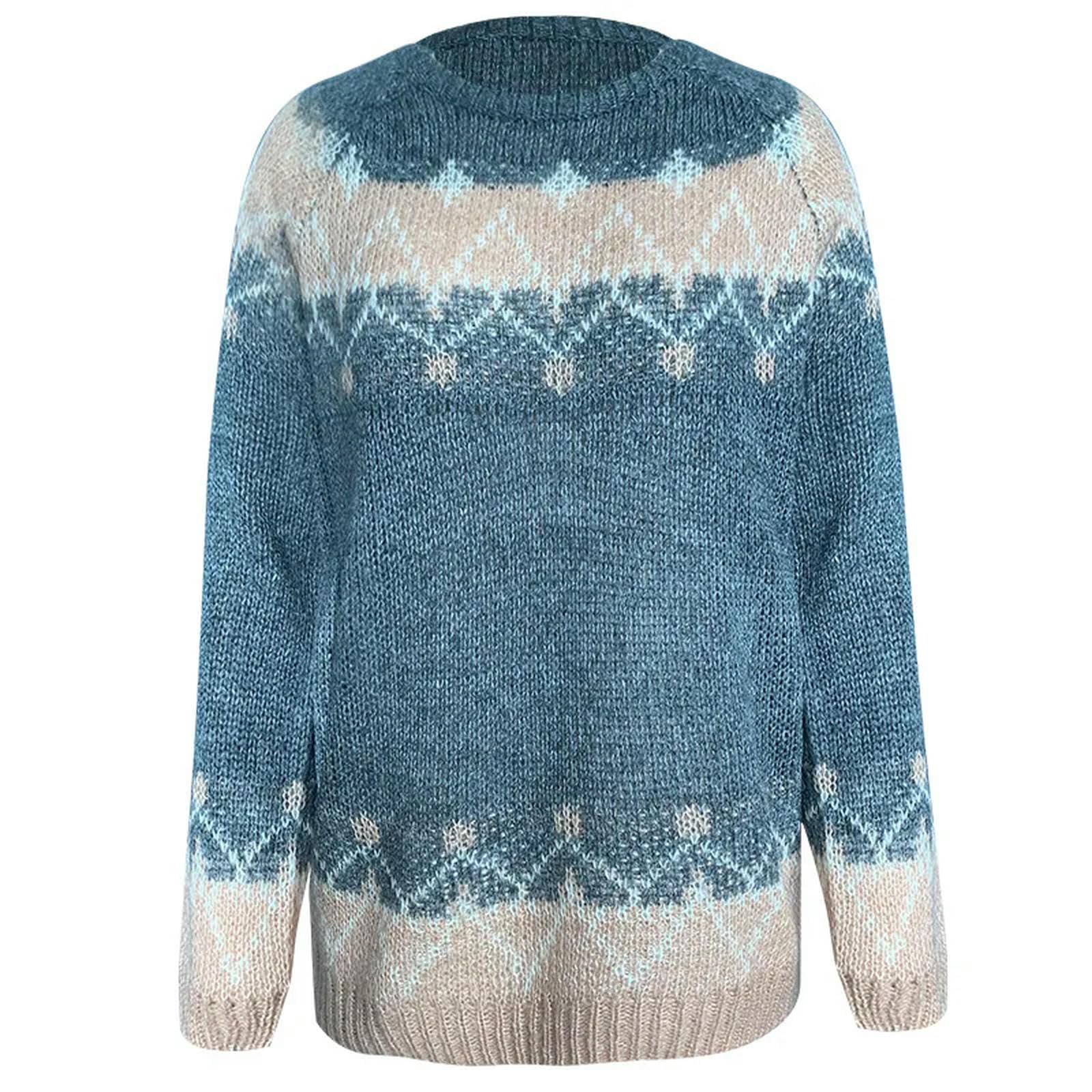 Sweter dla kobiet Zimowy Damski Sweter Z Dzianiny Moher Żakardowy Nadruk Dzianina Ciepłe Grube Swetry Femme Pulower Top-Wine Red-xxl