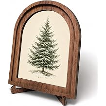Snowy Evergreen Arched Decor, Winter Pine Tree Sign, 5.9x7.9