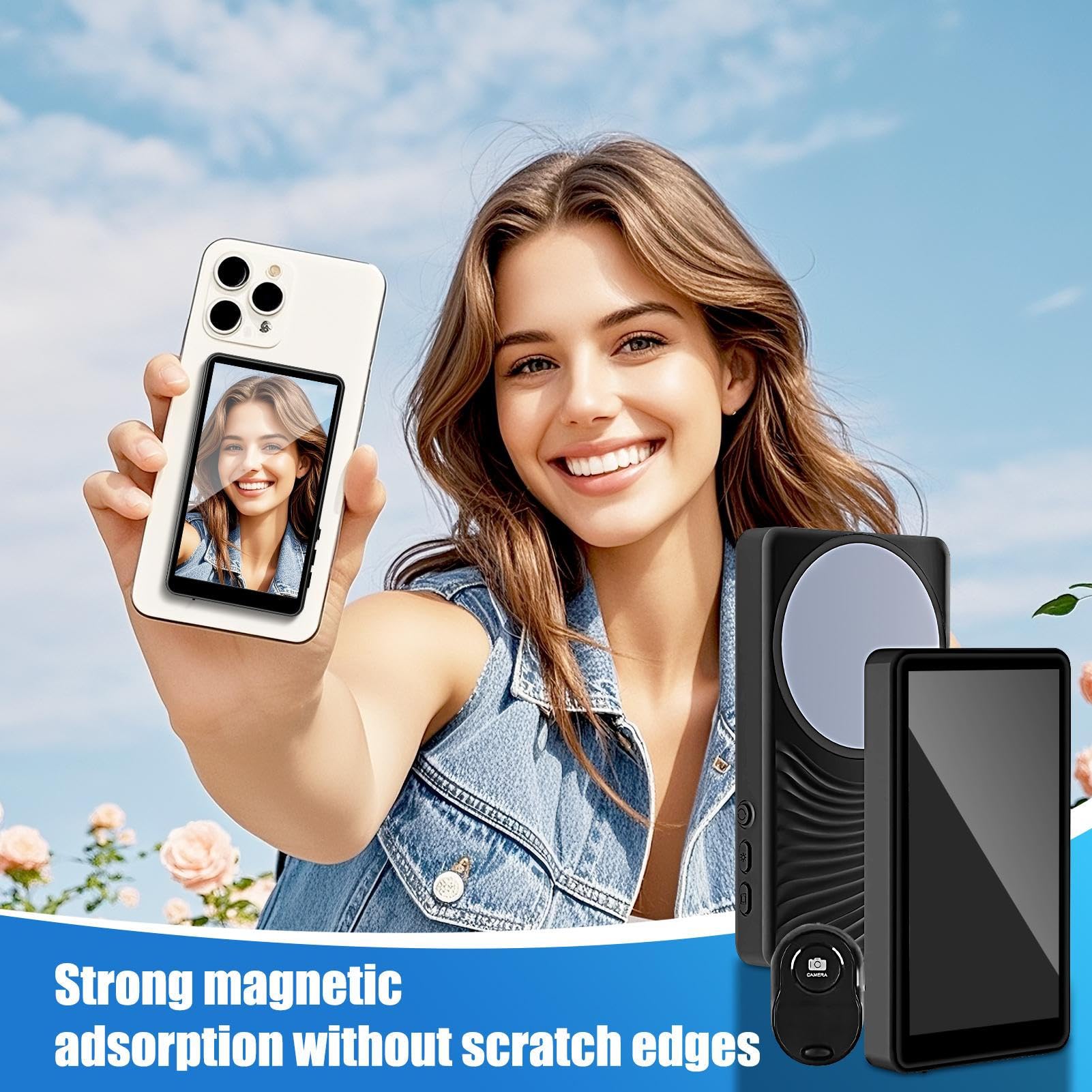 Monitor per Autoscatti Vlog Monitor Selfie Senza Fili con Registrazione | Accessorio Smartphone Senza Ritardo per Vlog, Foto, Video e Live Streaming