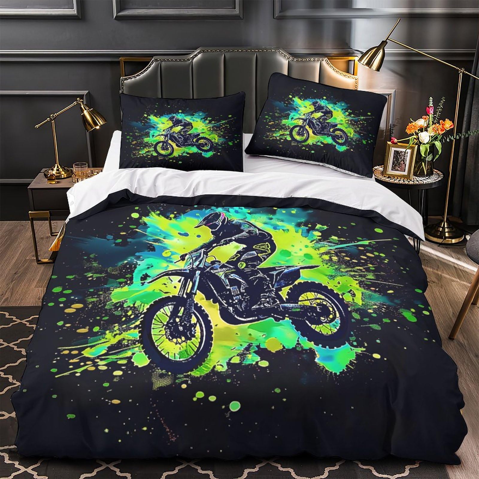 Housse de couette anti-acarien galaxie pastel parure de lit zippée pour ado