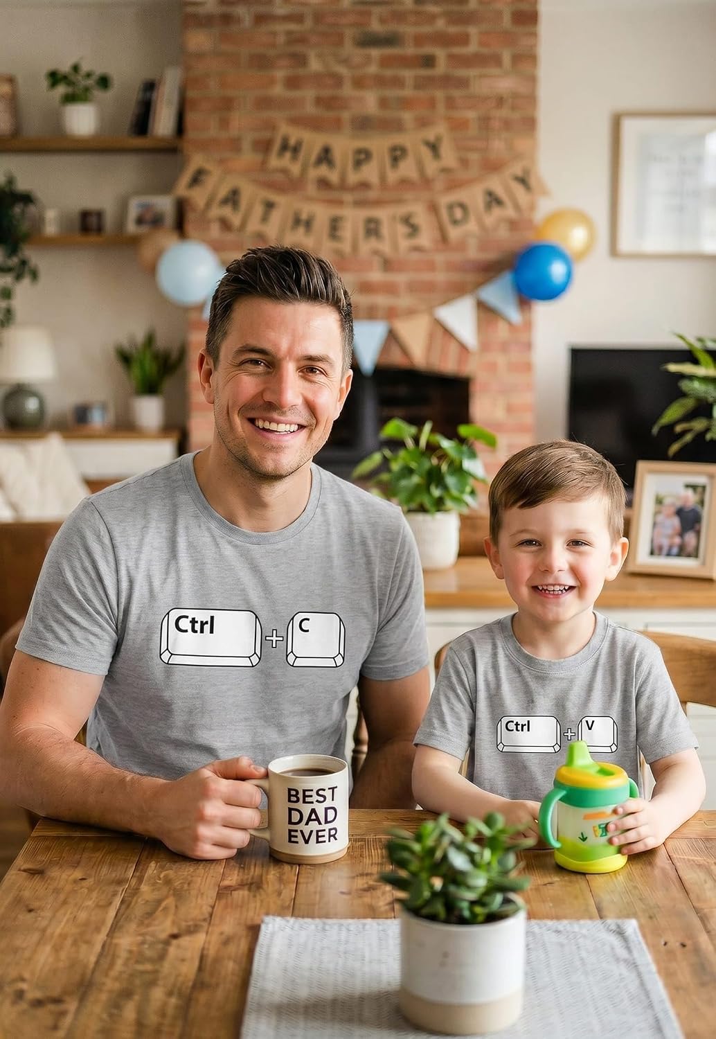 Tstars Ctrl C Ctrl V Dad and Kid Matching Shirts - Funny Copy Paste Father Child Outfit for Father's Day