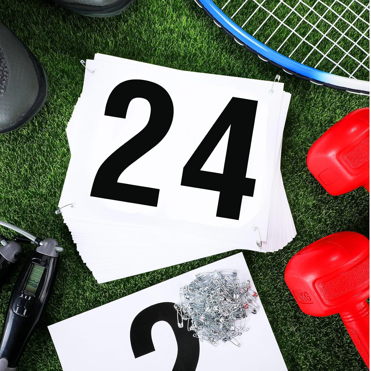Running Bib Numbers with Safety Pins for Marathon Sports Competition Events Tearproof Waterproof, 6 x 7.5 Inch
