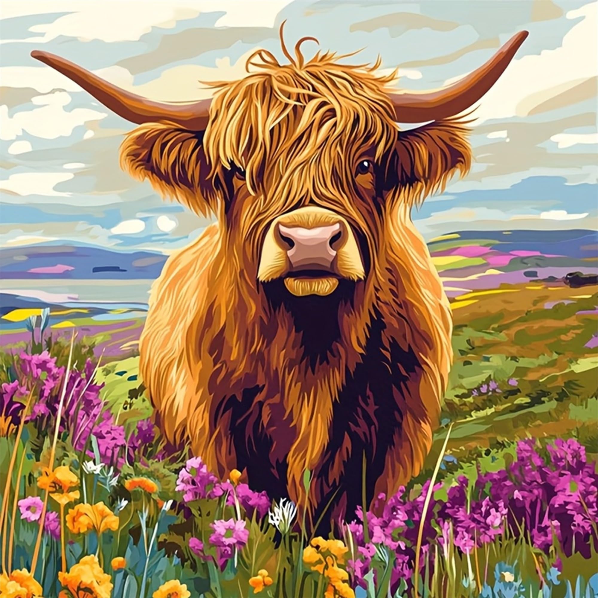 Jiqinsiye 5D DIY Diamond Painting Kit for Adults,Diamond Art Kits for Beginner,Painting by Diamonds,Gem Art Kits Round Drill for Home Wall Decor Gifts for Women, Men (Cow)