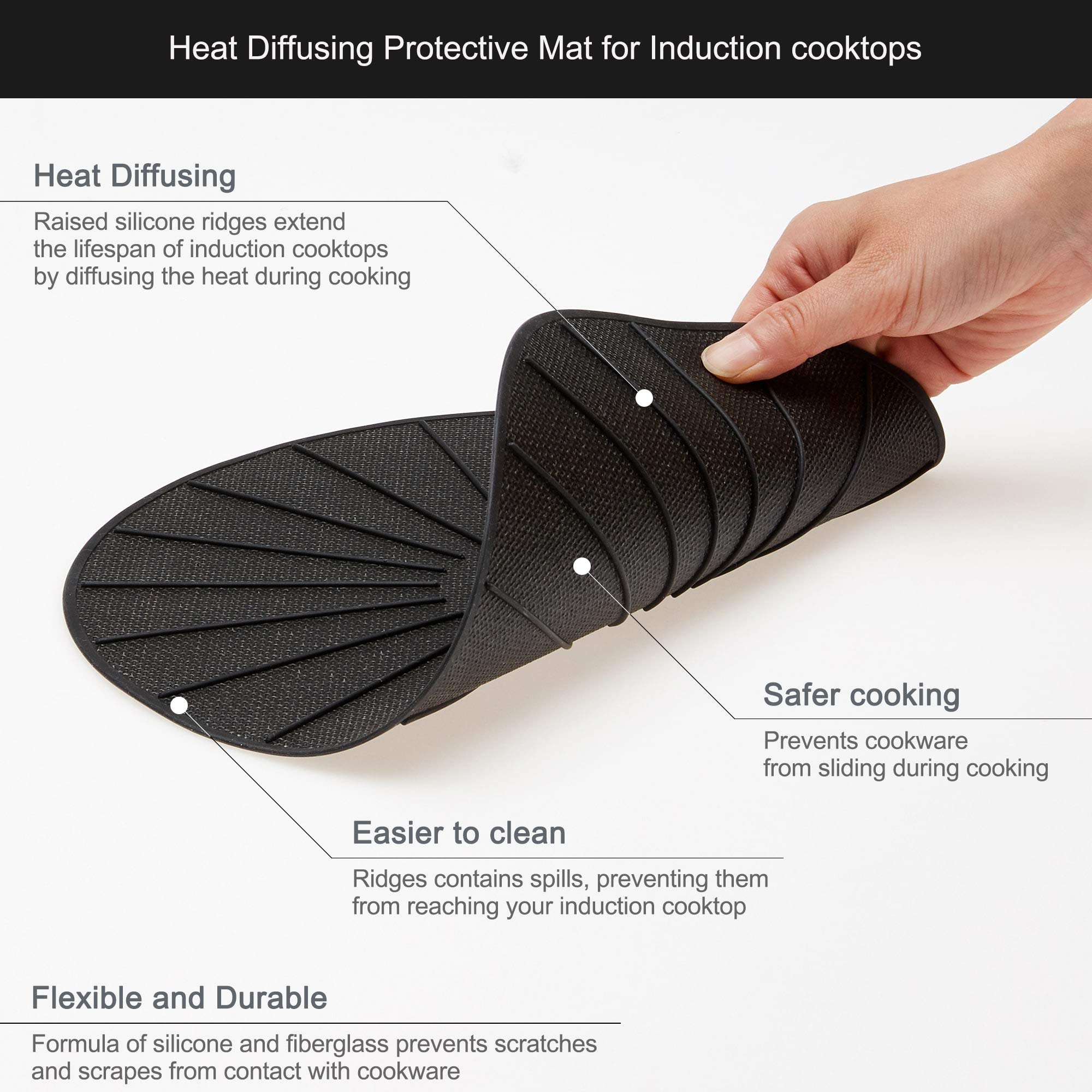 Lazy K Induction Cooktop Mat Silicone Fiberglass Cooktop