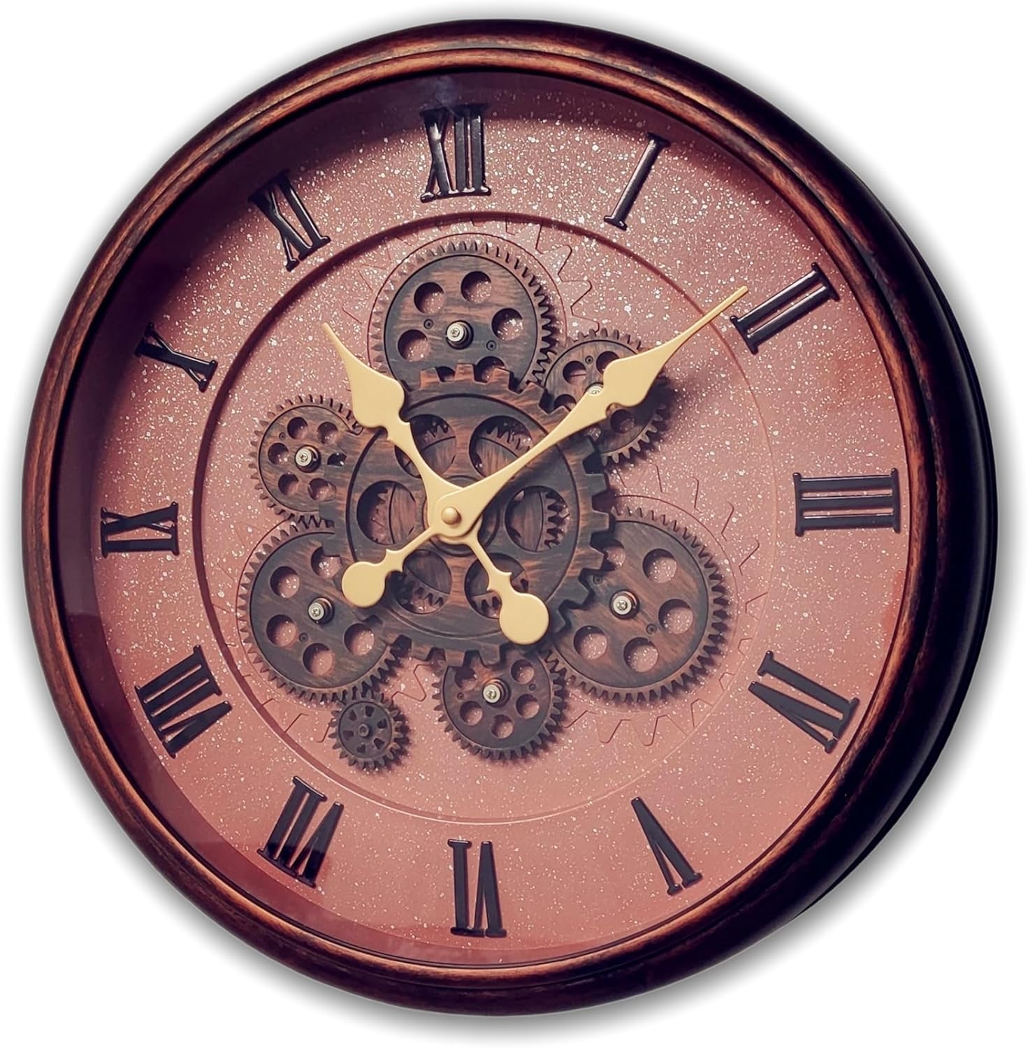 Evursua 15.2 Inch Large Gear Clock Real Gears Moving Wall Clock, Vintage Industrial Steampunk Aesthetics Art Home Decor Clock, Decorative Black Wall Clock for Living Room Decor Home Office