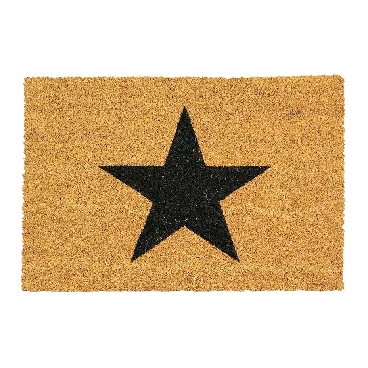 CKB LTD Black Star Novelty Doormat - Decorative Natural Coir Door Mat with Non Slip PVC Backing, Indoor Outdoor, Front Back Door, 60 x 40cm