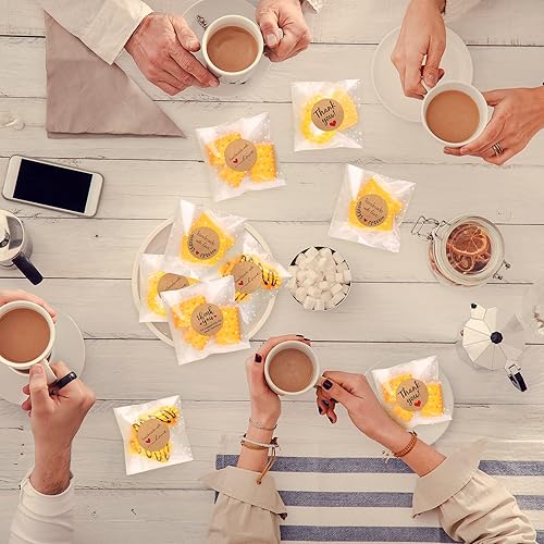 Miniatura 4 de Zonon 200 bolsas transparentes para galletas, bolsas autoadhesivas de celofán, diseño de lunares blancos, caramelos esmerilados, 240 calcomanías de