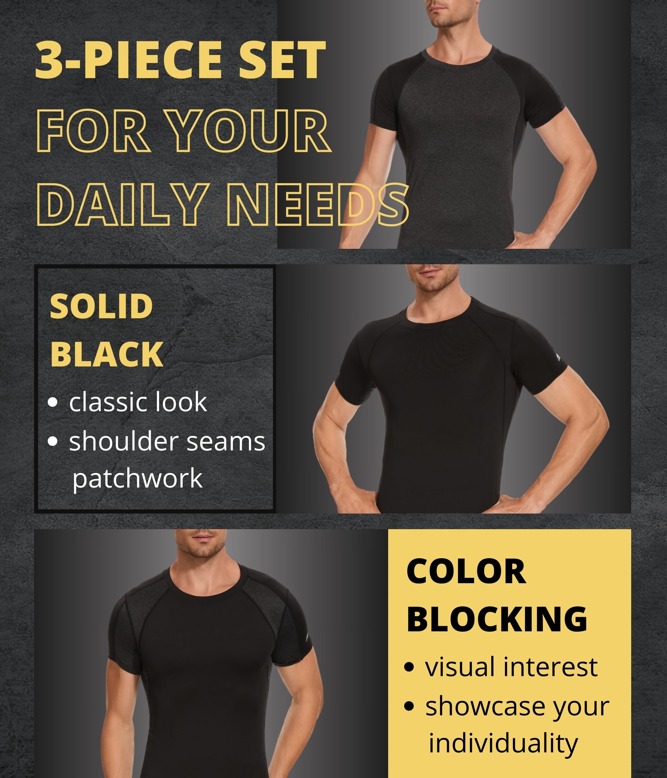 AMZSPORT Maglia a Manica Corta Compression da Uomo Sport Palestra