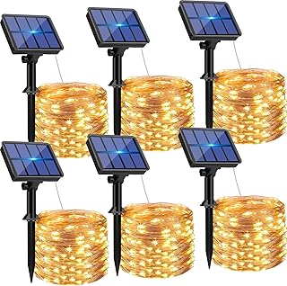 btfarm Solar String Lights for Outside, 6 Pack 198FT 480LED Solar Fairy Lights Waterproof with 8 Modes, Twinkle Solar Powe...
