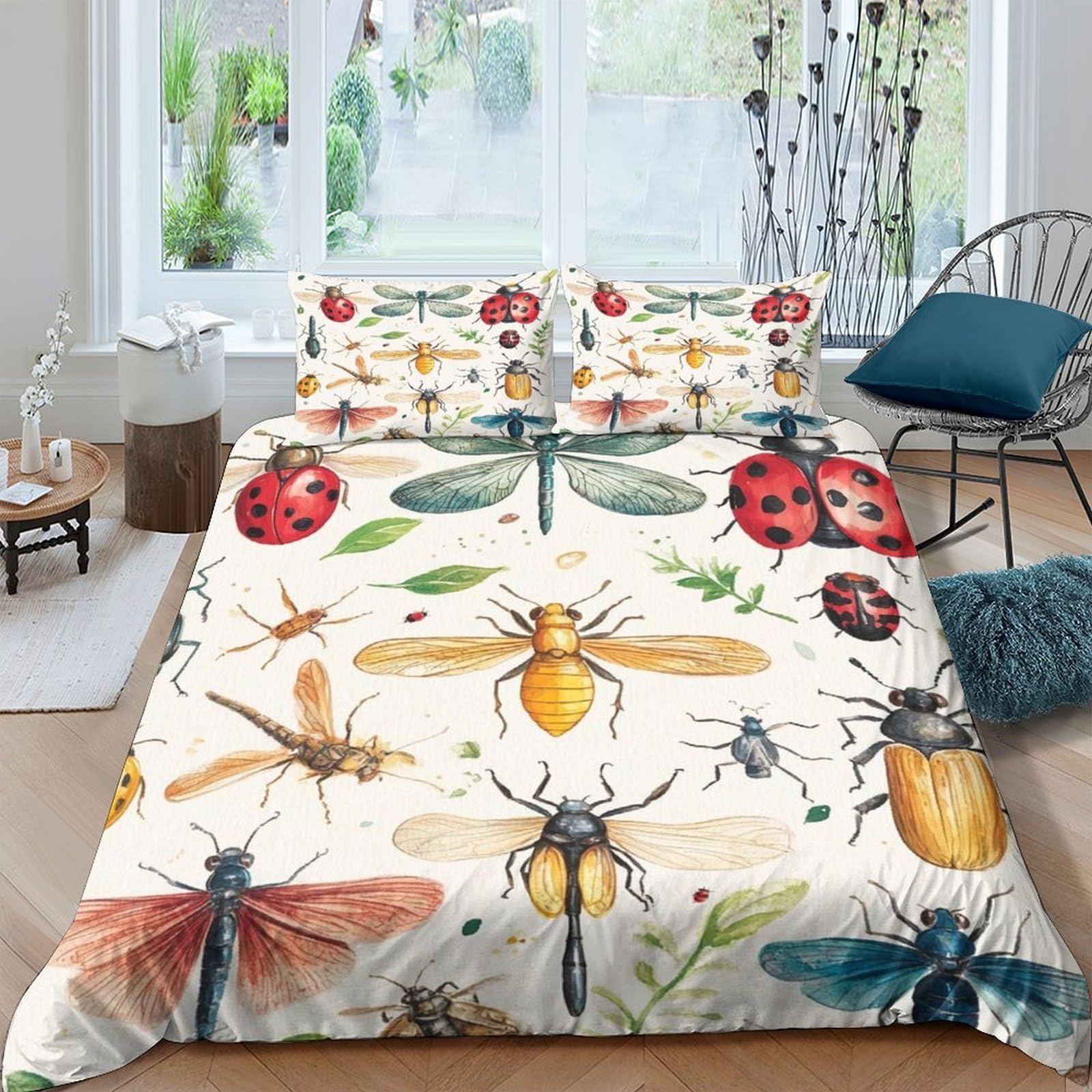 Ctjqhvkz Style-10 3D Printed Insect Pattern Fitted Sheet Microfiber Soft Bug Illustration Mattress Cover For Bedroom Guest Room Decor Single（135X200cm）