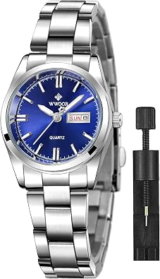 FANMIS Womens Fashion Casual Analog Quartz Date Week Ladies Business Dress Waterproof Stainless Steel Watches