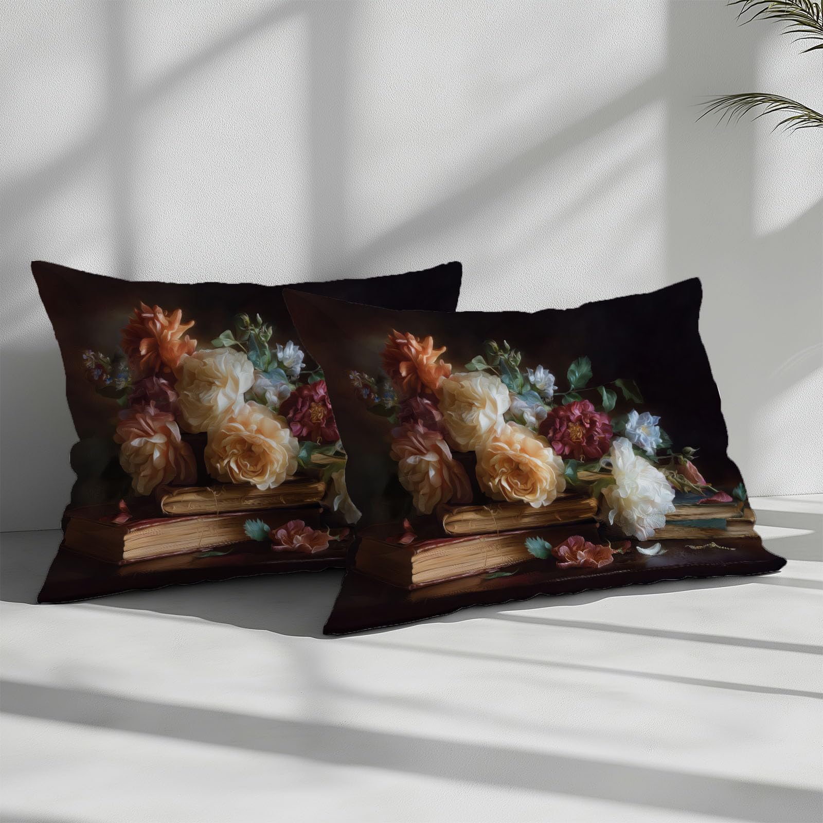 Juego de ropa de cama de 155 x 220 cm, pintura al óleo con diseño de flores muertas, libros, funda nórdica con estampado 3D de 3 piezas con cremallera y 2 fundas de almohada de 80 x 80 cm, modernos