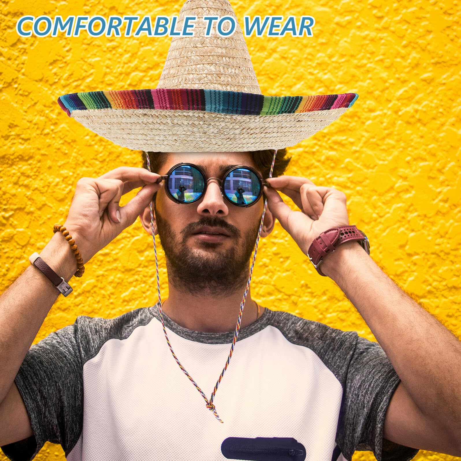 PACKOVE Sombrero Mexicano de Duradero y Accesorio para Disfraces y Fiestas Temáticas Diámetro Diseño Colorido para Adultos y Celebraciones