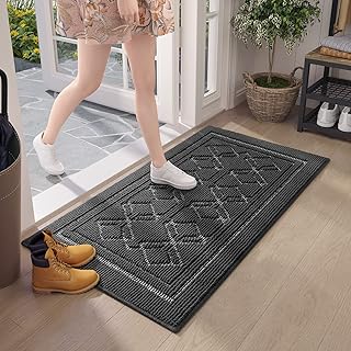 Color G Entry Mat Indoor Door Mat Absorbent 28"x47" Anti-Slip Front Door Mat, Low-Profile Resist Dirt Washable Inside Mats for Entrance, Entryway, Dark Grey