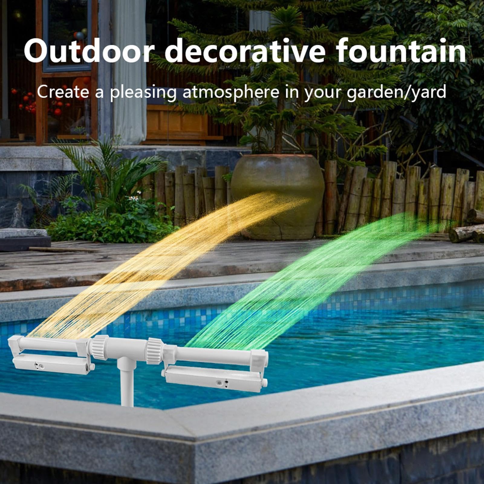 Generico Fontana per Piscina con LED Ricaricabile con Telecomando e | Fontana con Doppio Getto d'Acqua per Piscina per Decorazione Giardino Esterno, Spa, Festa Estiva