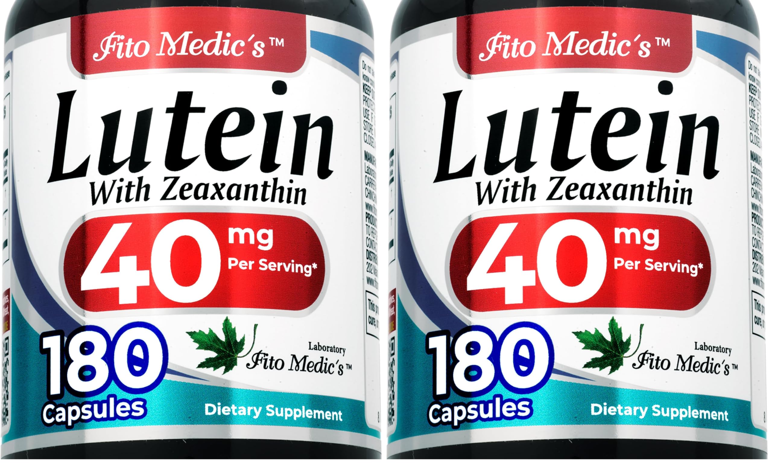 FITO MEDIC'S Lab Lutein Supplement with Zeaxanthin, 180 Capsules, Botanical Formula (Pack of 2) 180 Count (Pack of 2)