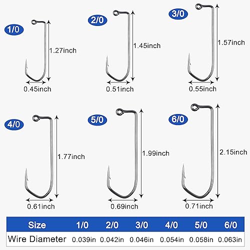 Miniatura 3 de Ganchos de plantilla Aberdeen de 90 grados, 110 piezas de mango largo forjados Duratin Jig Hooks Heavy Wire Jig Ganchos de pesca de acero de alto