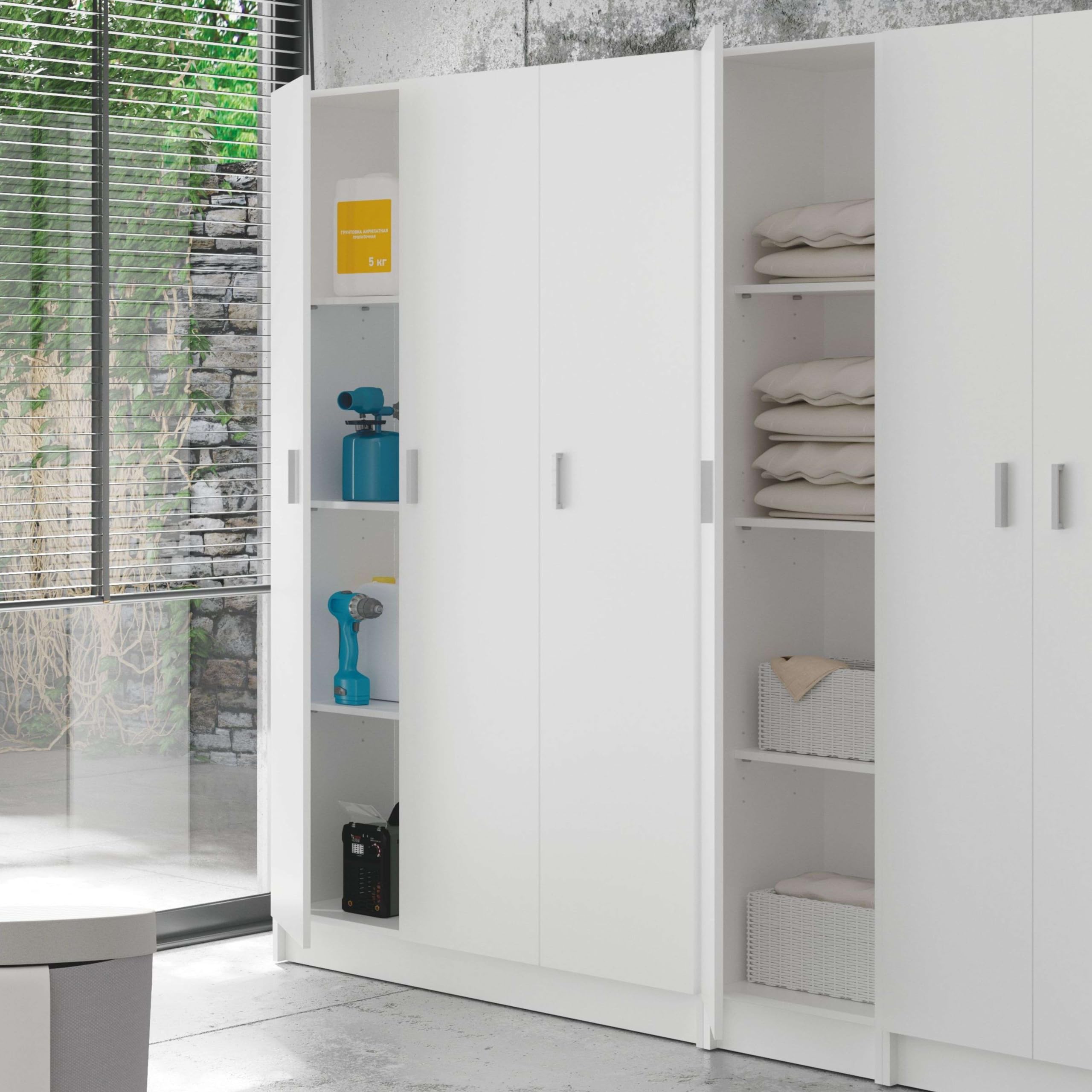 Miroytengo Armario Multiusos Escobero 3 Puertas, Armario de Cocina, Armario Despensa, Mueble Lavanderia, Baño 109x180 cm