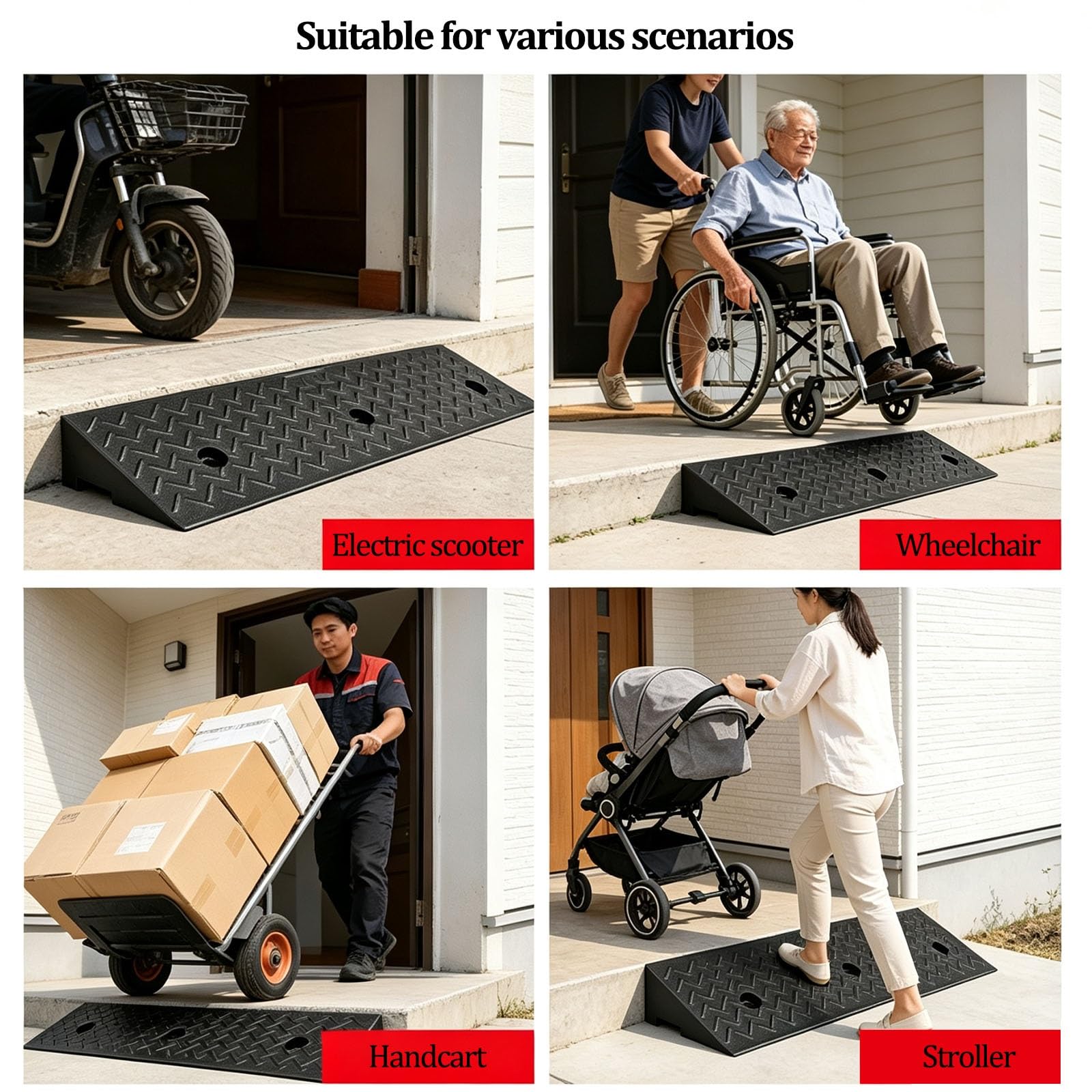 Rampe di soglia per porte, rampa per sedie a rotelle | Adatte per scooter, carrozzine elettriche e auto; portata di 5000 kg (11.023 libbre)(100*30*12cm)