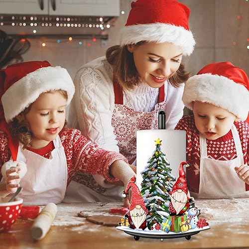 Miniatura 7 de Toallero de papel de gnomo de Navidad de metal, decoración de gnomo de Navidad para interiores y hogar, baño, cocina, soporte de papel de 6.7 x 6.7