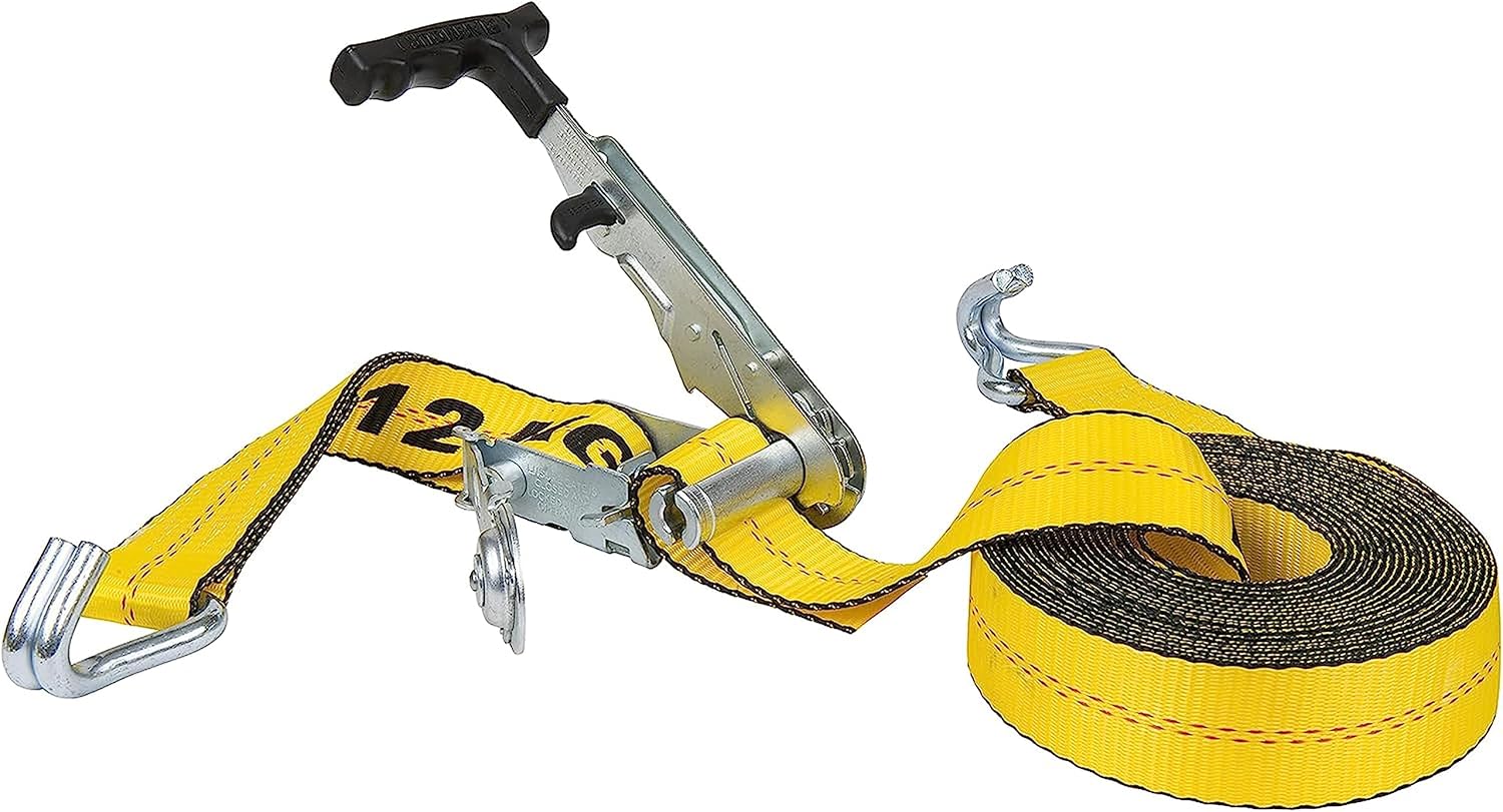 Keeper - 2" x 27' Heavy Duty Ratchet Tie-Down with Chain End and Grab Hook - 3,333 lbs. Working Load Limit and 10,000 lbs. Break Strength