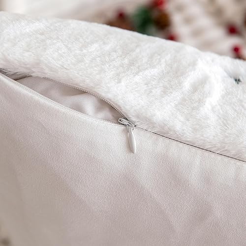 Miniatura 6 de MIULEE Paquete de 2 fundas de almohada decorativas de Navidad, fundas de almohada de piel sintética suave con bordado de copo de nieve, bonitas