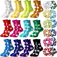 Vinsatin 24pcs Volleyball Socks & Scrunchies for Teen Girls - Cute Team Party Favors, Mid Calf Cotton Socks
