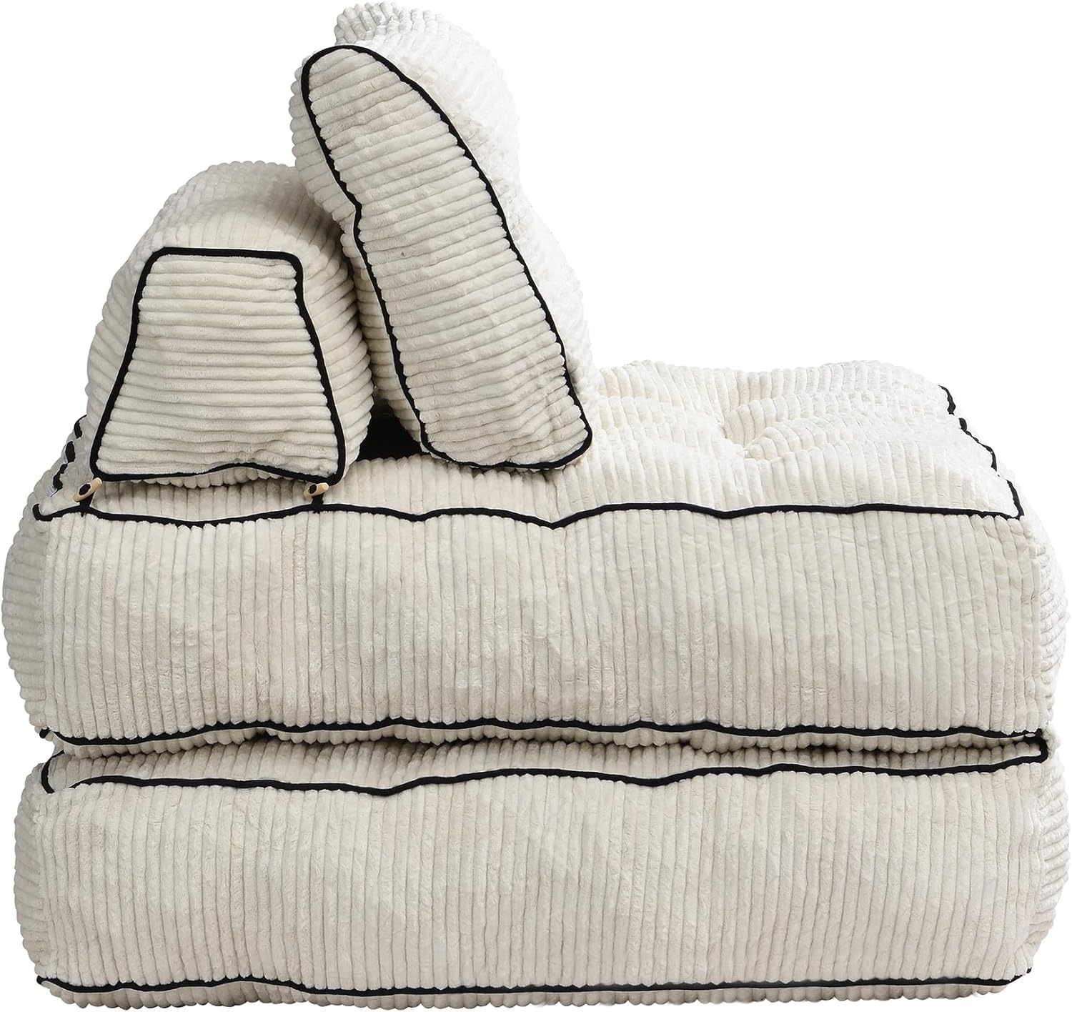 Ball & Cast Folding Sofa Bed, Futon Couch Bed with Pillow and Backrest, Convertible Sleeper Chair Comfy Floor Sofa for Living Room Bedroom, Beige