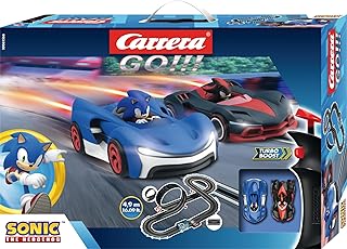 Carrera GO, I Sonic the Hedgehog 4.9 I Official SEGA Sonic the Hedgehog Car Racing Set I Fun Races with Sonic and Shadow through High Speed Straight Tight Curves and Fast Looping