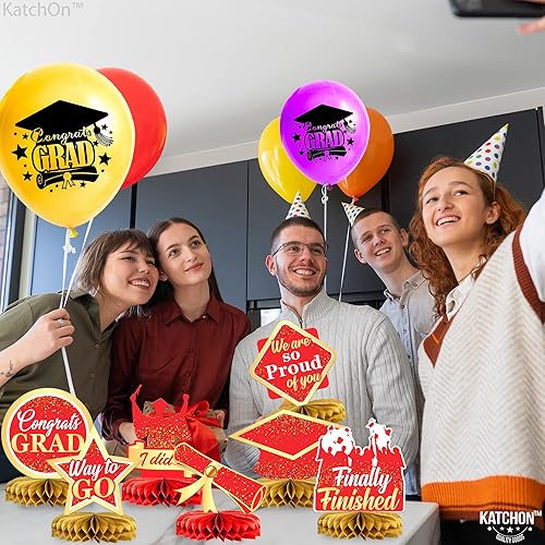 Miniatura 9 de KatchOn, Centros de mesa de graduación rojos y dorados para mesas 2025 Paquete de 9 Centros de mesa de graduación 2025 para decoraciones de