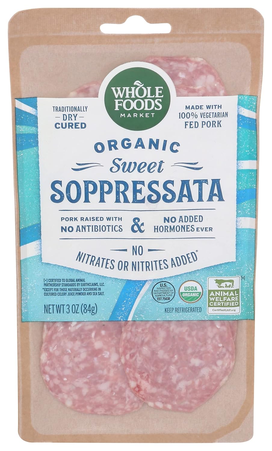 Whole Foods Market Organic Sliced Soppressata, 3 OZ
