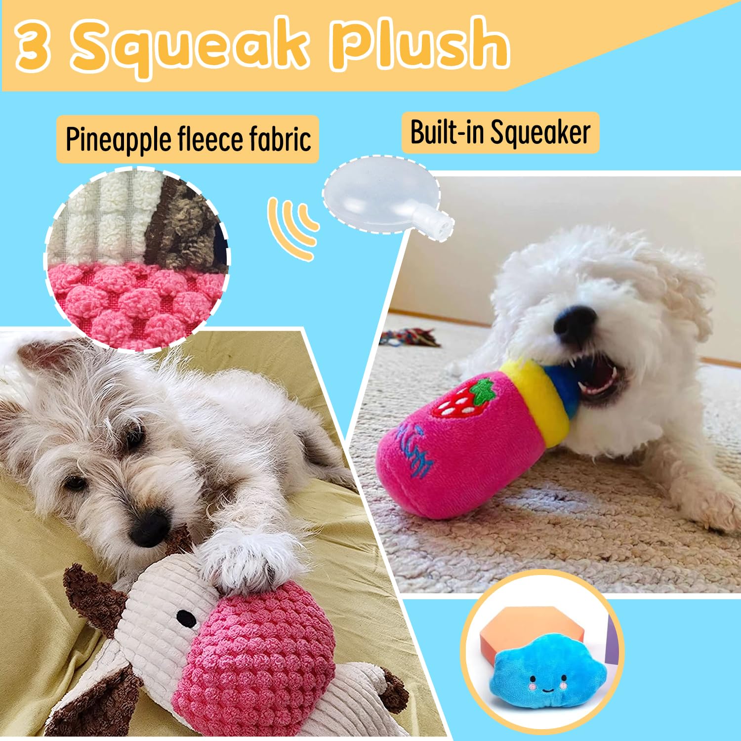 Puppy Toys,Squeaky Dog Toys For Puppy Small Dogs,7 Pack Small Dog Toys Cute Fawn Squeaky Toys Durable Puppy Teething Toys, Puppy Chew Toys Balls Toys Cotton Rope Toys (Fawn Toys