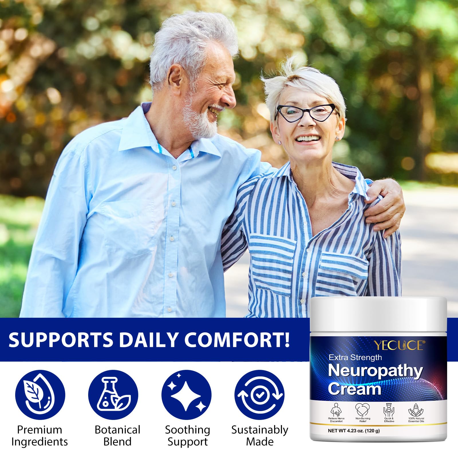 Crema para aliviar la neuropatía, extrafuerte, 120 g, para pies, manos, piernas, dedos de los pies, espalda, alivio de molestias nerviosas, musculares y articulares, fórmula natural con jengibre y ace