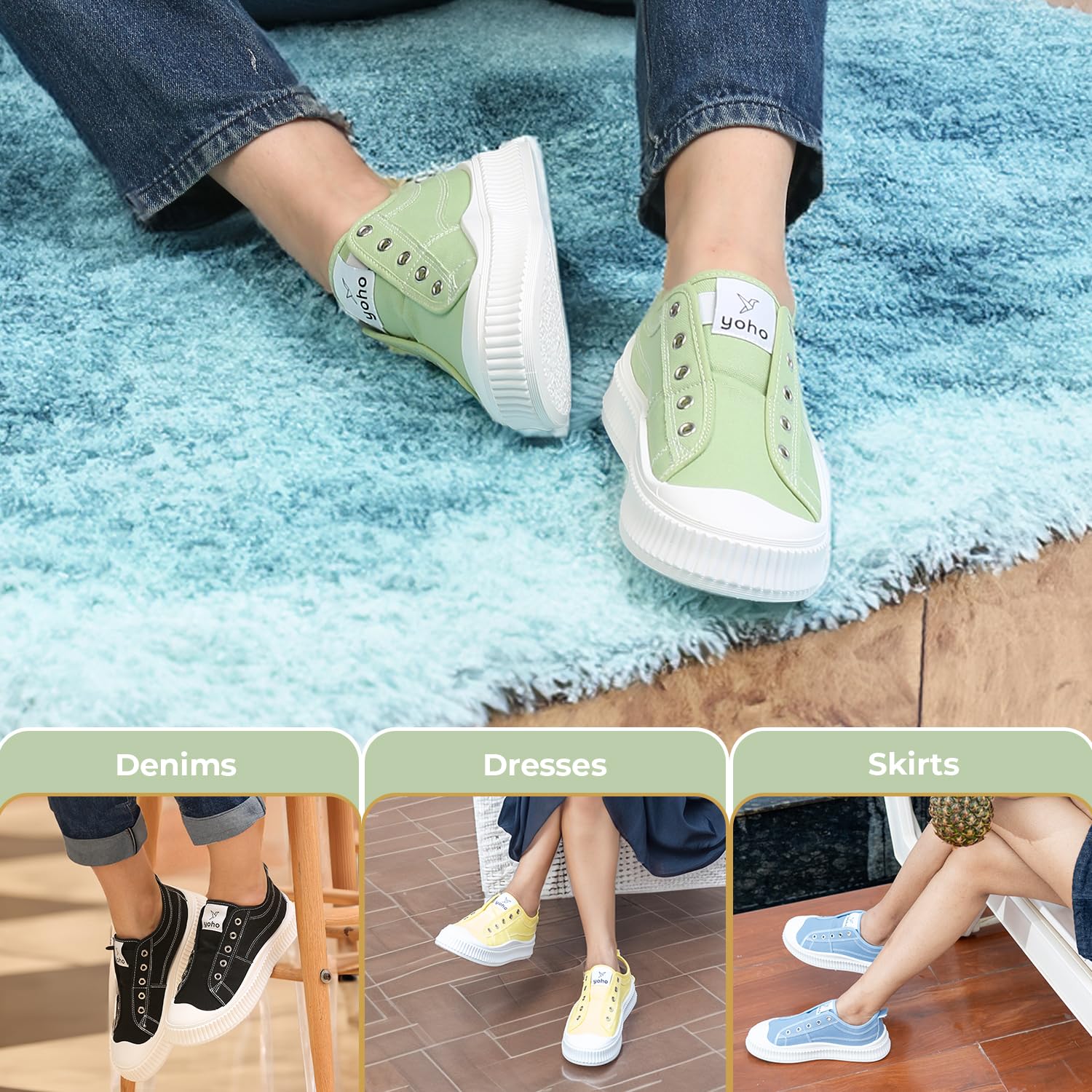 YOHO Cruise Women’s Without Lace Trendy Stylish Canvas Slip-On Sneakers (SoS) 4 81VFGUD6fmL. SL1500