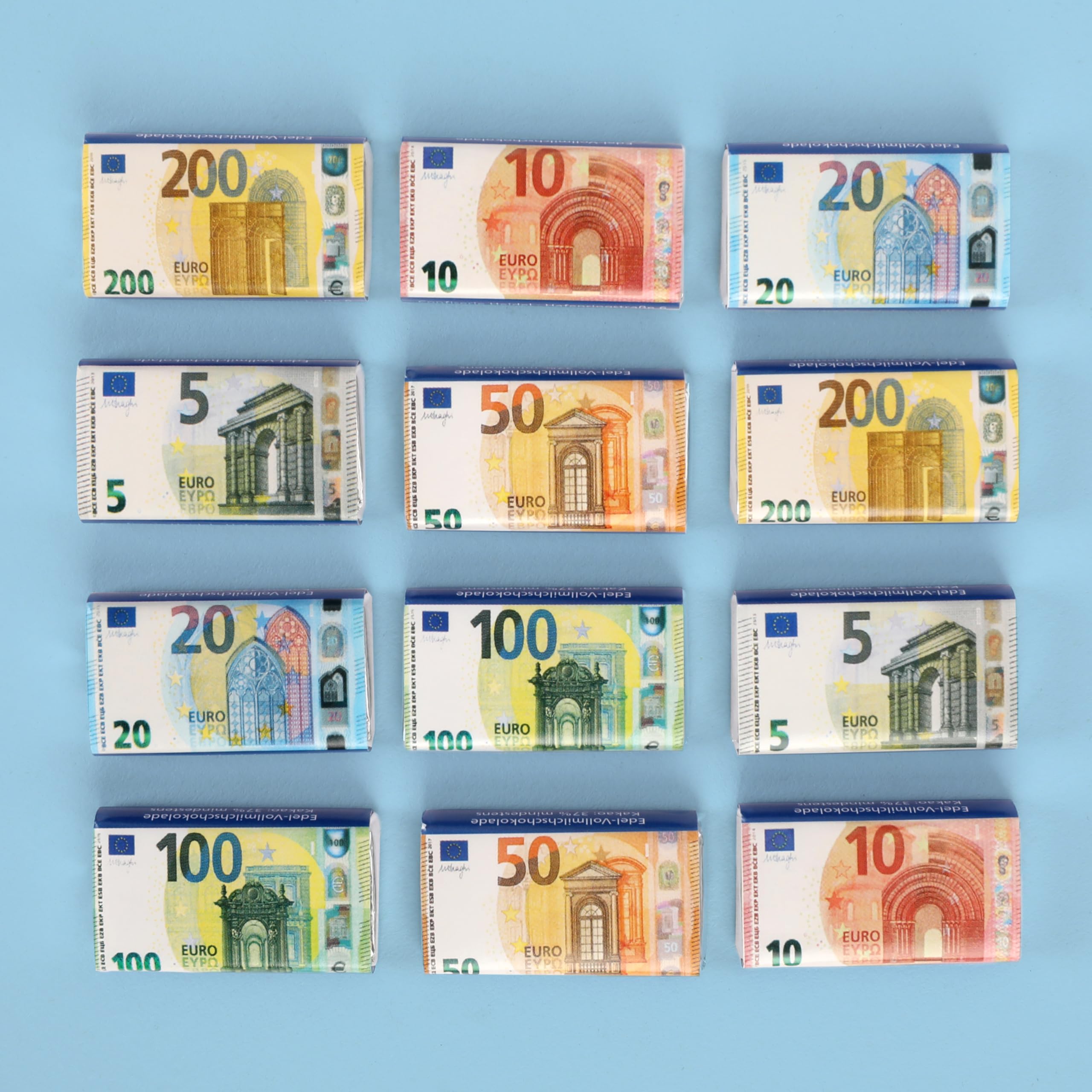 Minis Chocolat Euro en Chocolat HEIDEL Conffiserie - Coffret présent original 36 g chocolat-au-lait - Pour cadeaux en argent - Chocolats a offrir a occasions spéciales - 5 à 200 en billets d'euros