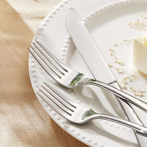 Miniatura 6 de KINGSTONE Juego de cubiertos de 20 piezas para 4, juego de cubiertos de acero inoxidable de alta calidad, resistente y de diseño moderno, pulido con
