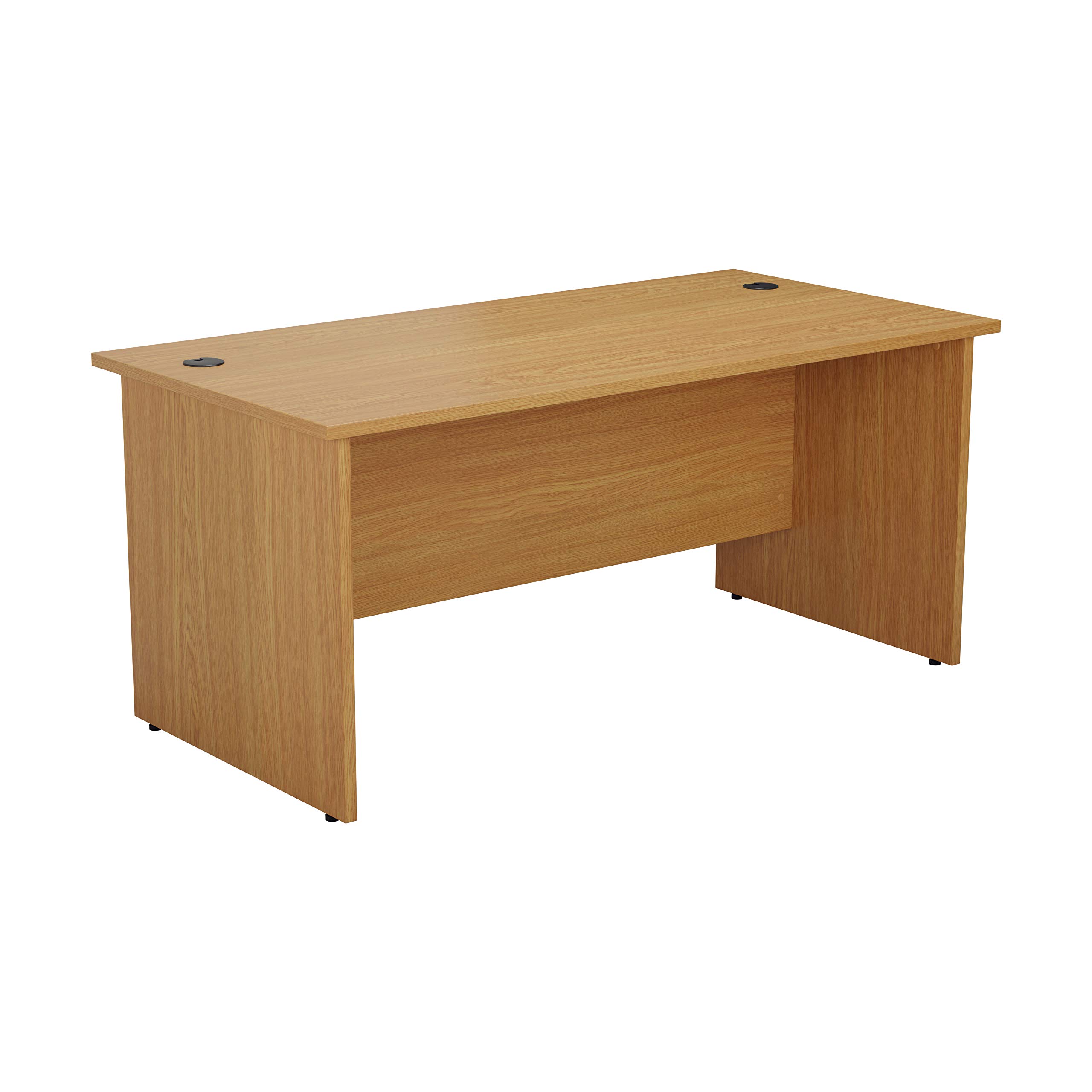 Office Hippo Heavy Duty Rectangular Office Desk, Home Office Desk, Office Table, Integrated Cable Ports, PC Desk For Office or Home, 5 Yr Wty, MFC, Oak, 180cm x 60cm