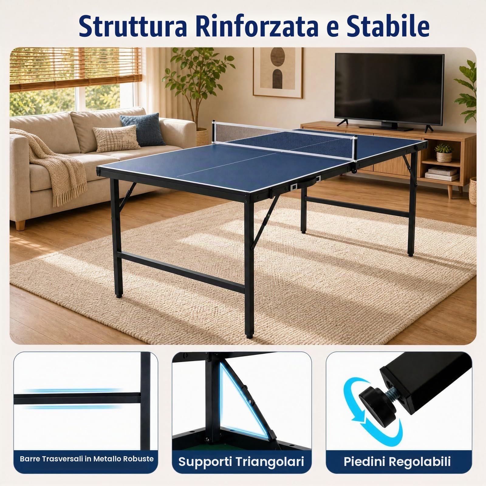 LIFEZEAL Mini tavolo da ping-pong in metallo, tavolo da tennis con rete, palle, pipistrelli, tavolo da ping pong pieghevole per esterni e interni