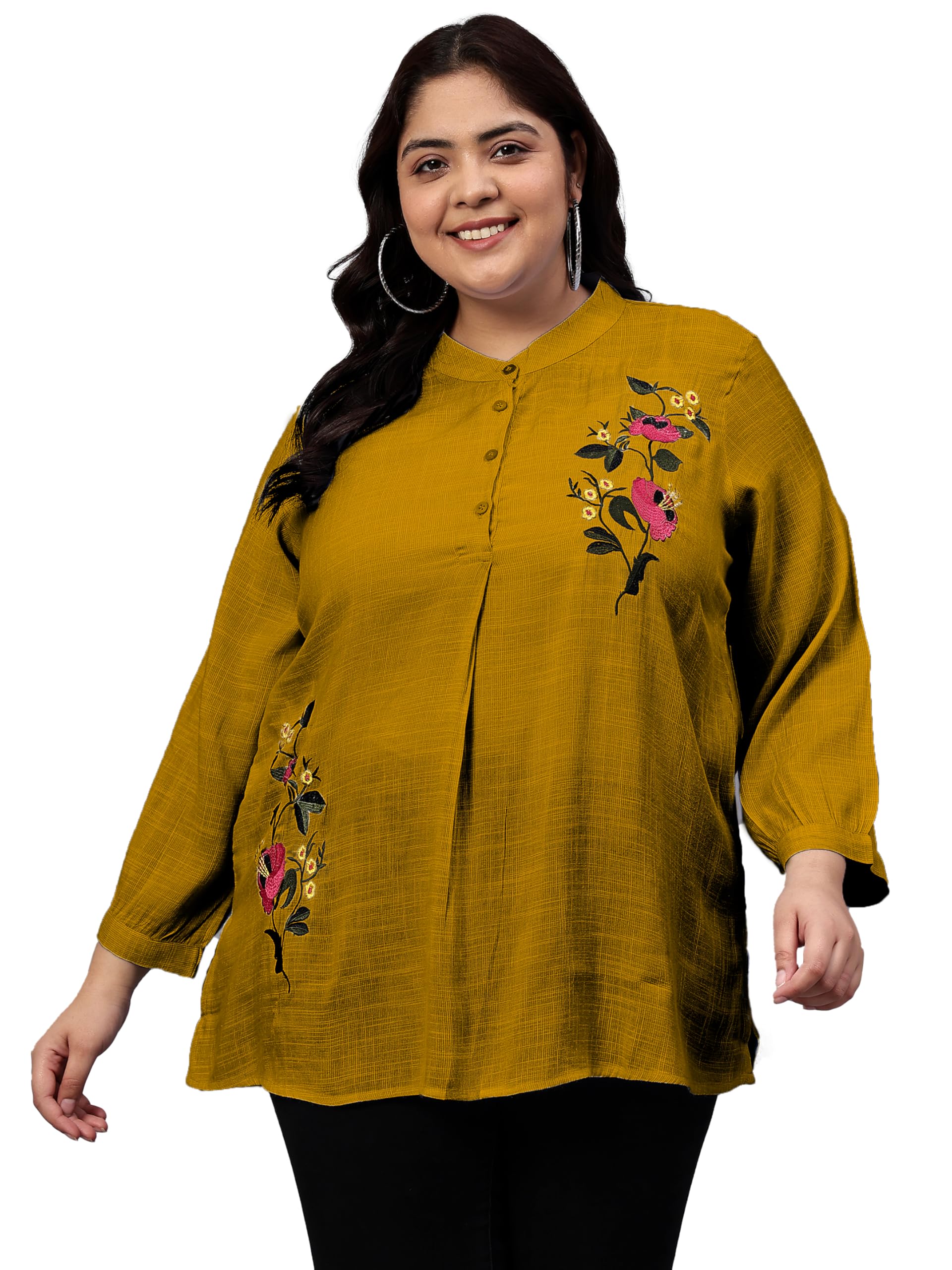 indietoga plus size Indietoga Women's Embroidered Longline Cotton Tunic Tops (2XL to 7XL)-picture-38