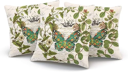 Miniatura 3 de Funda de almohada decorativa, diseño de mariposa botánica francesa, diseño de doble cara, estampado cuadrado, tamaño cuadrado 16 x 16 pulgadas