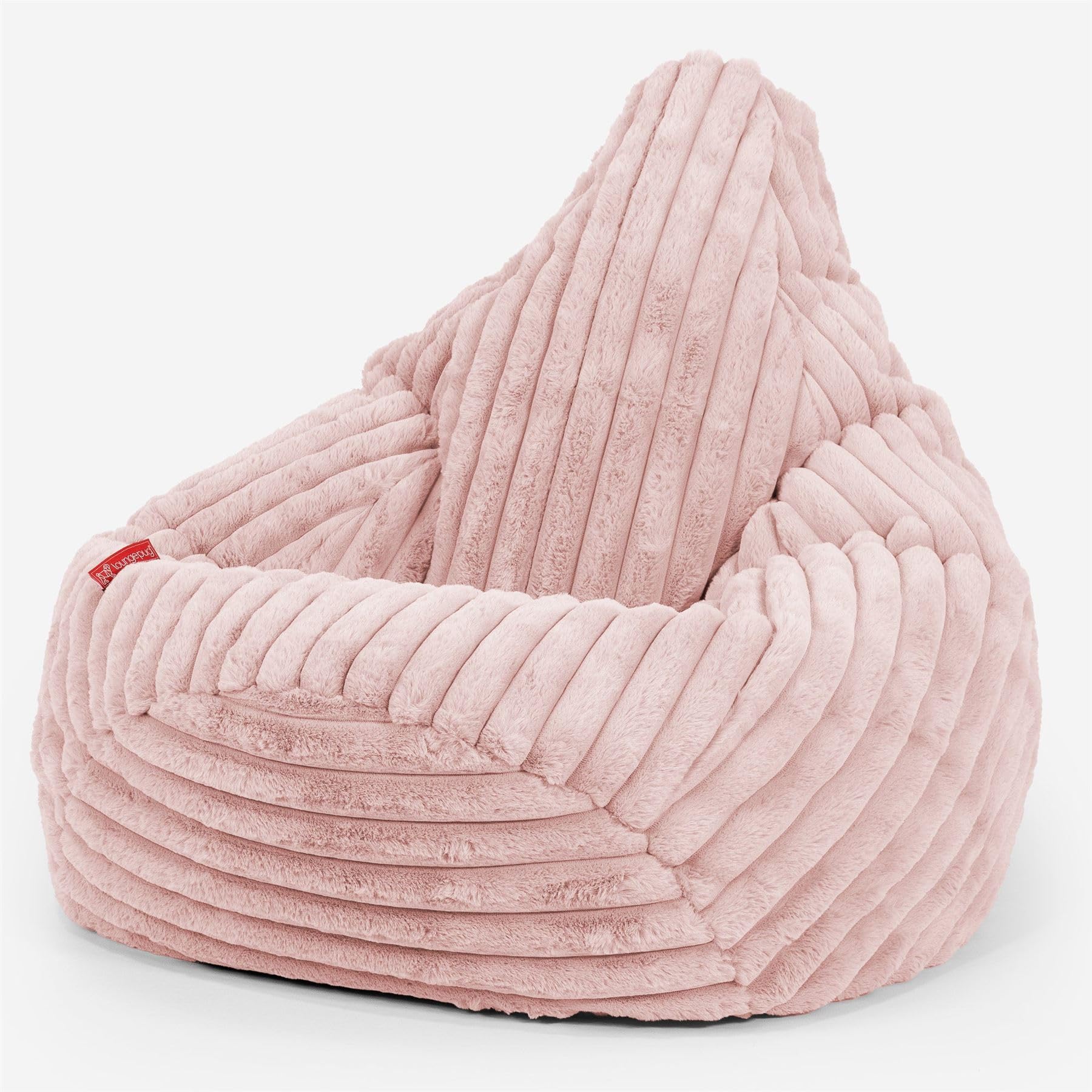 Lounge Pug Ultra Plush Cord Highback Bean Bag Chair - Gaming Bean Bags UK Recliner Chair - Chunky Ribbed Corduroy Dusty Pink