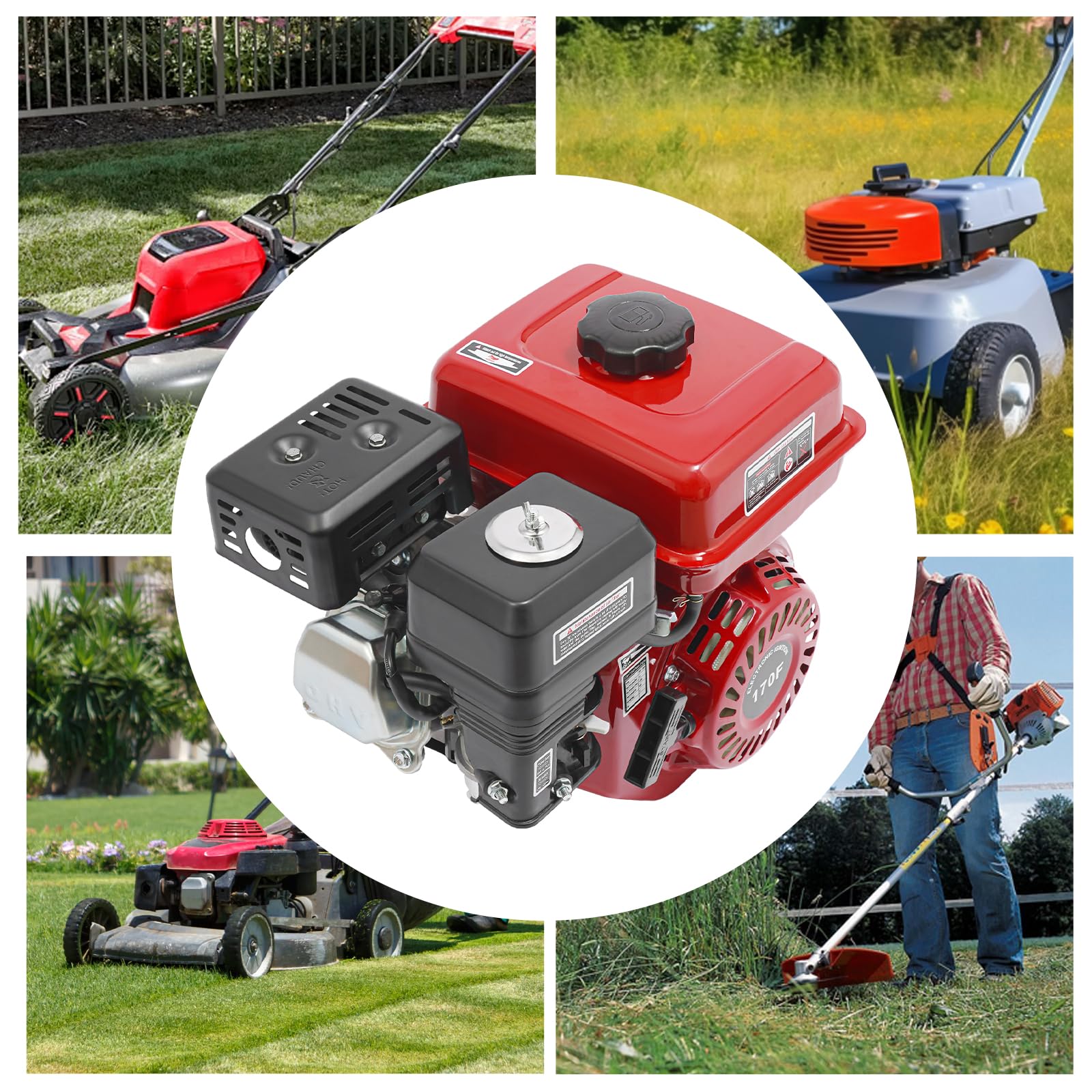 Motore a benzina a quattro tempi da 4 kW, 7,5 CV con cilindrata da 210 cc, avviamento manuale per | Serbatoio carburante da 3,6 litri, avviamento manuale, adatto per generatore, pompa dell'acqua, idropulitrici e tosaerba