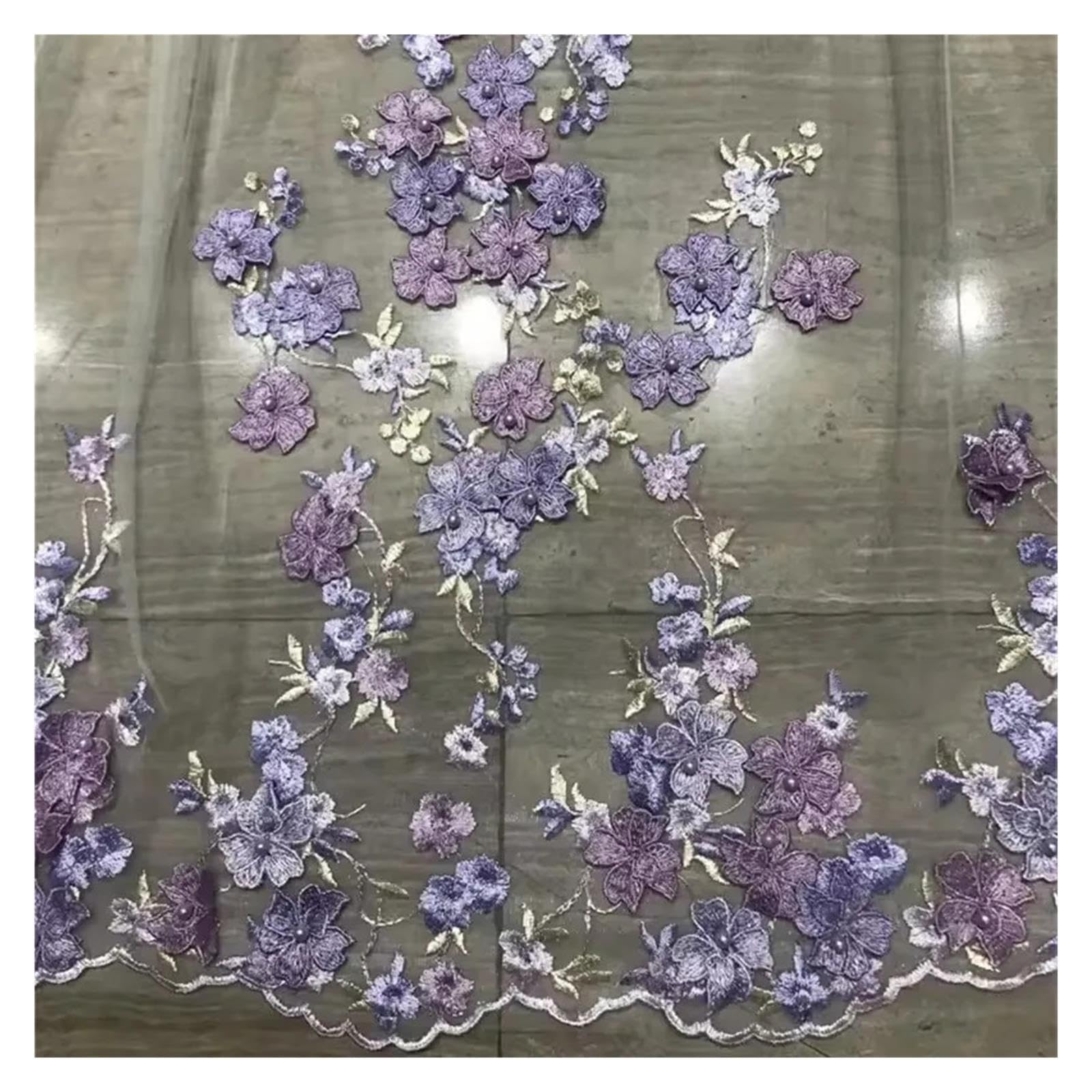 Veli da sposa con perle viola fiori 3D a pettine