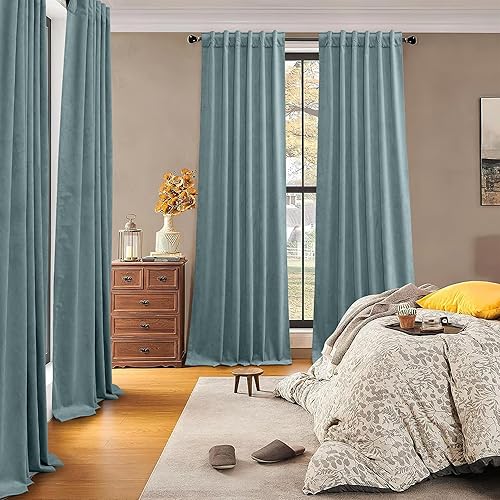 Miniatura 313 de RYB HOME - Cortinas de terciopelo beige, cortinas decorativas resistentes con pestaña trasera, cubierta de privacidad para oscurecer habitación